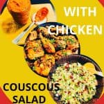 Chicken pieces and harissa paste with a couscous salad on the side