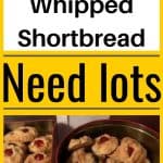 Whipped Shortbread in red Christmas tins with red and green cherries in the center