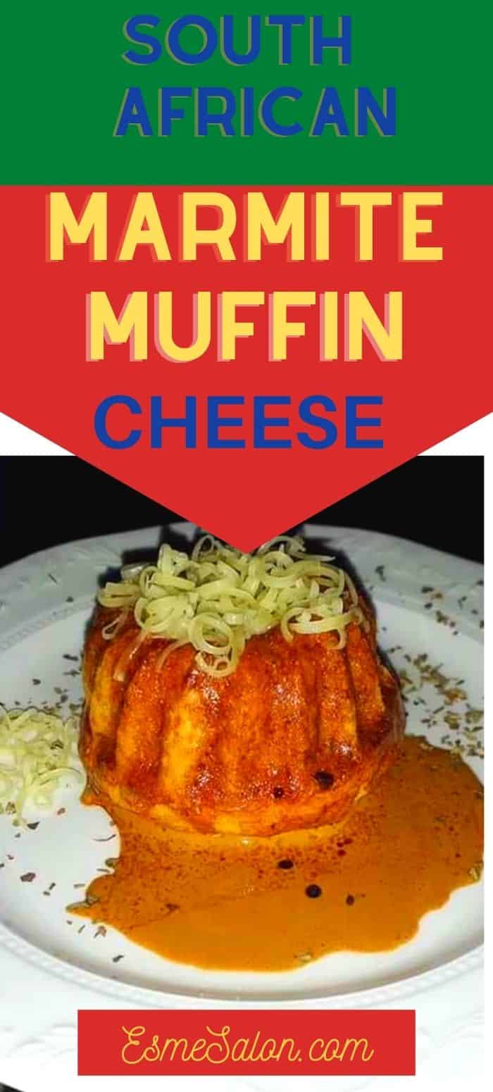 South African Marmite Muffin with grated cheese on a white plate