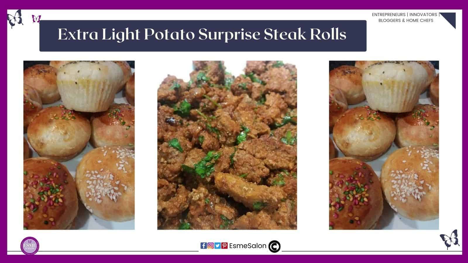 an image of cubes steak as well as Extra Light Potato Surprise Steak Rolls
