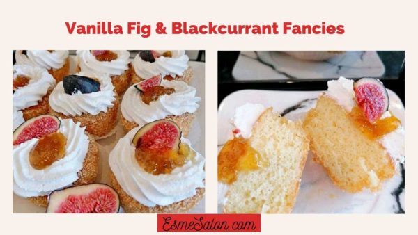 Vanilla Fig Blackcurrant cupcake with clotted cream and blackcurrant jam and fresh figs