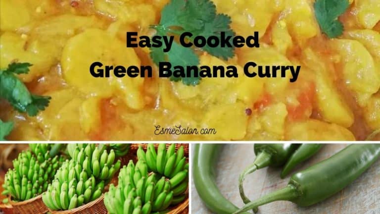 A recipes with unripe bananas for making a Curry salad or side dish