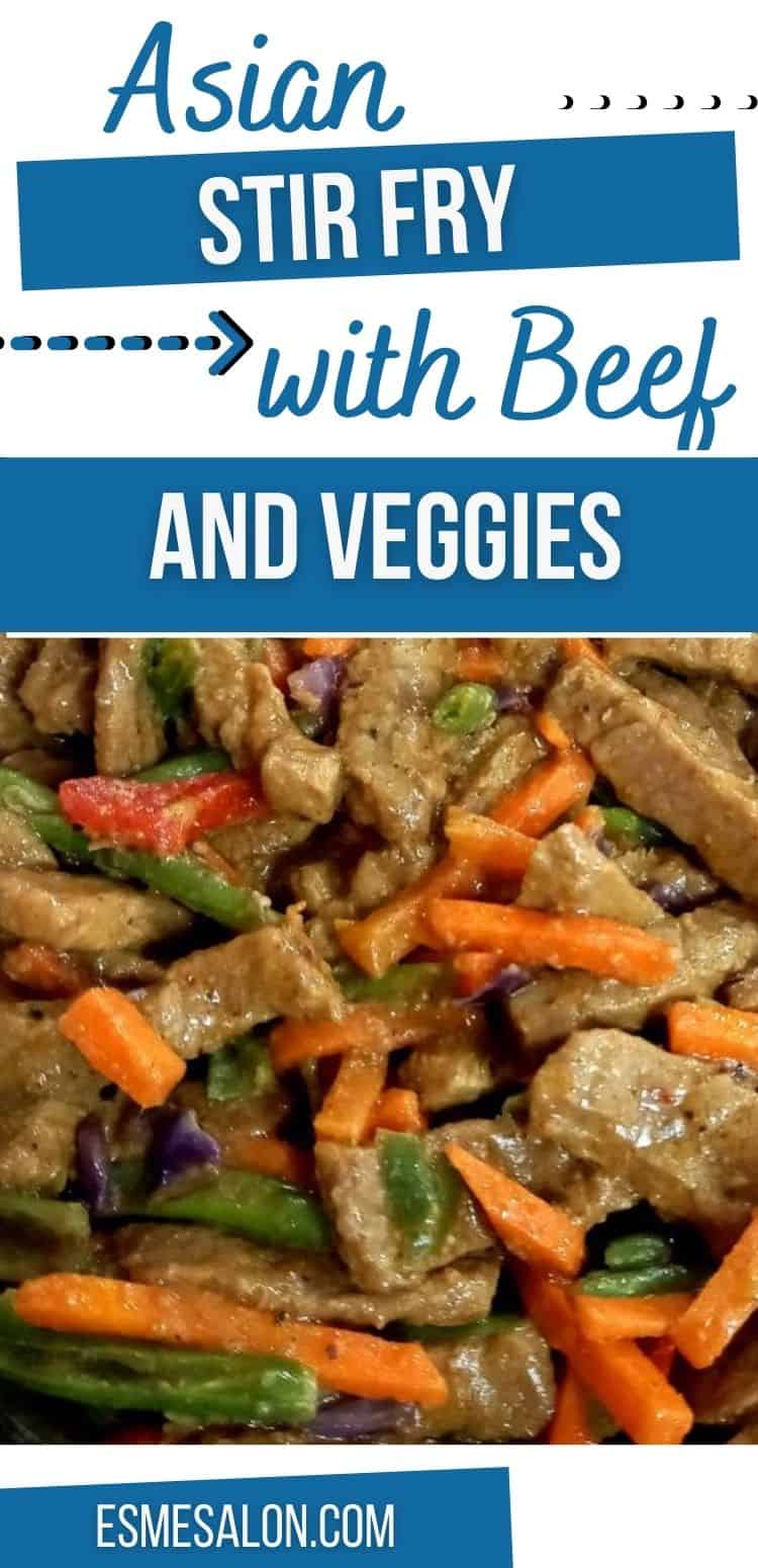 Asian Veggies Steak Stir Fry with beef strips, carrots and green beans