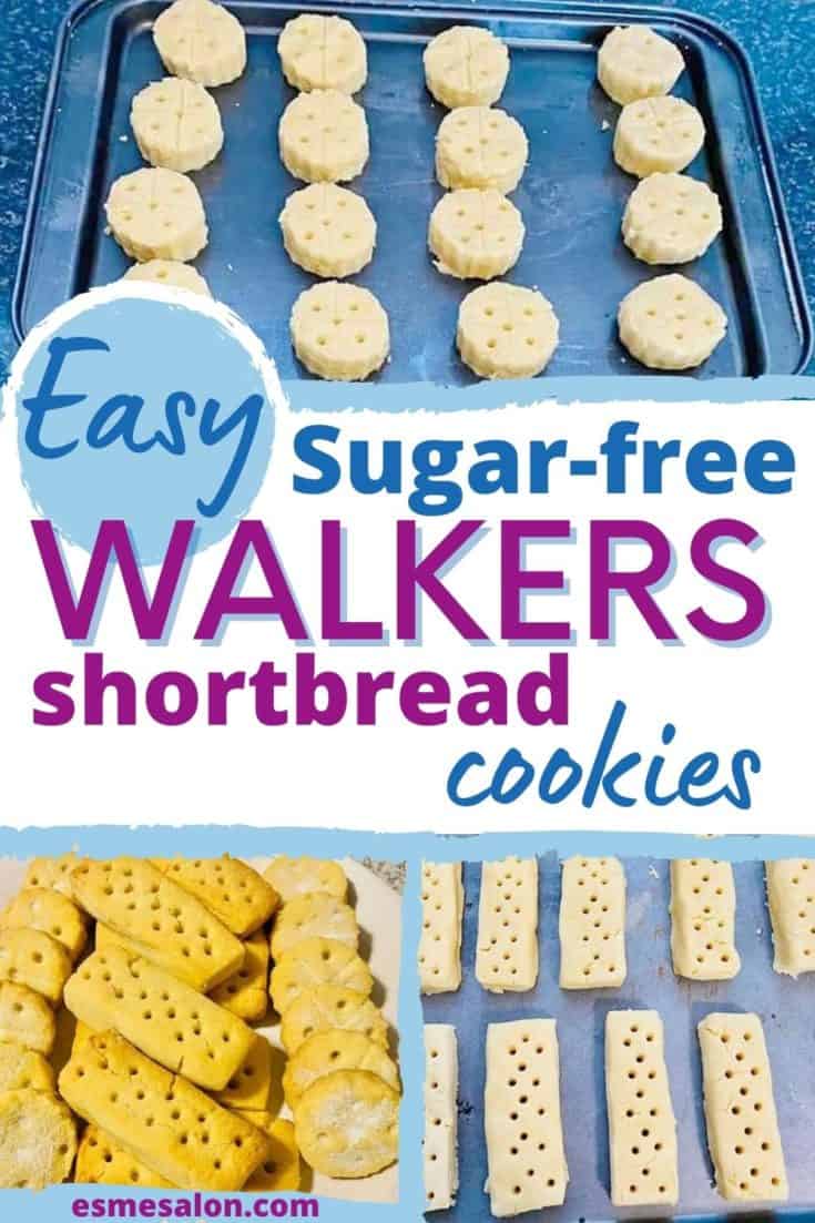 Sugar-Free Walkers Shortbread Cookies in baking tray ready to be baked and some already baked
