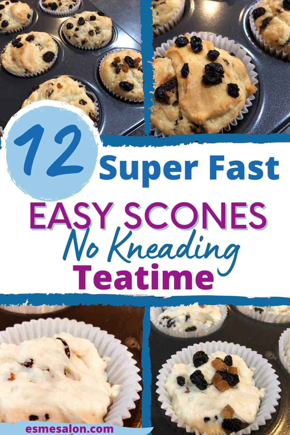 12 Super Fast, Easy Delicious Teatime Scones raw and some baked in cupcake pan