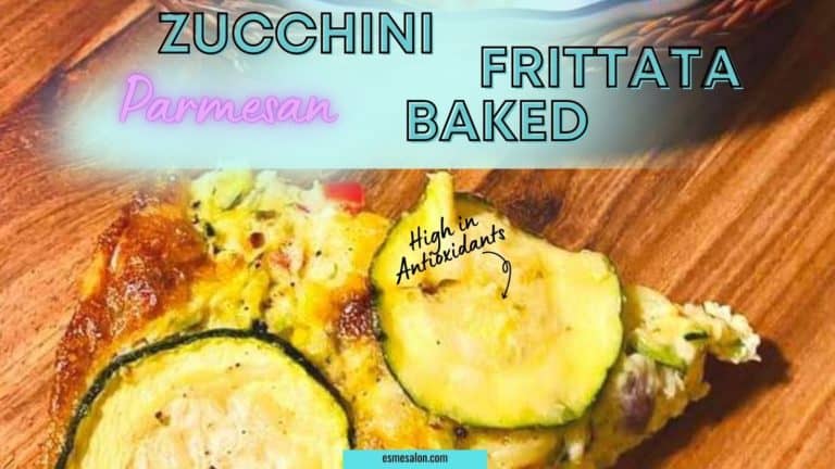 Baked Zucchini Frittata Grated Parmesan with sliced Zucchini on top