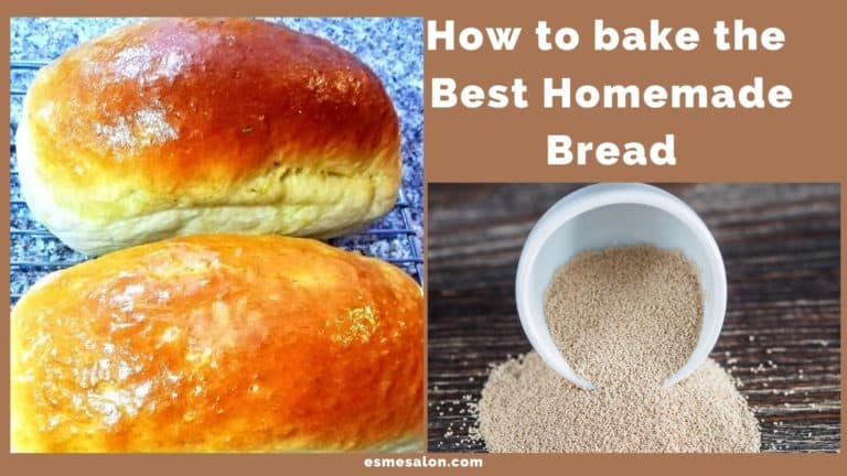 2 loaves of bread with brown tops and white container with yeast on the right hand side