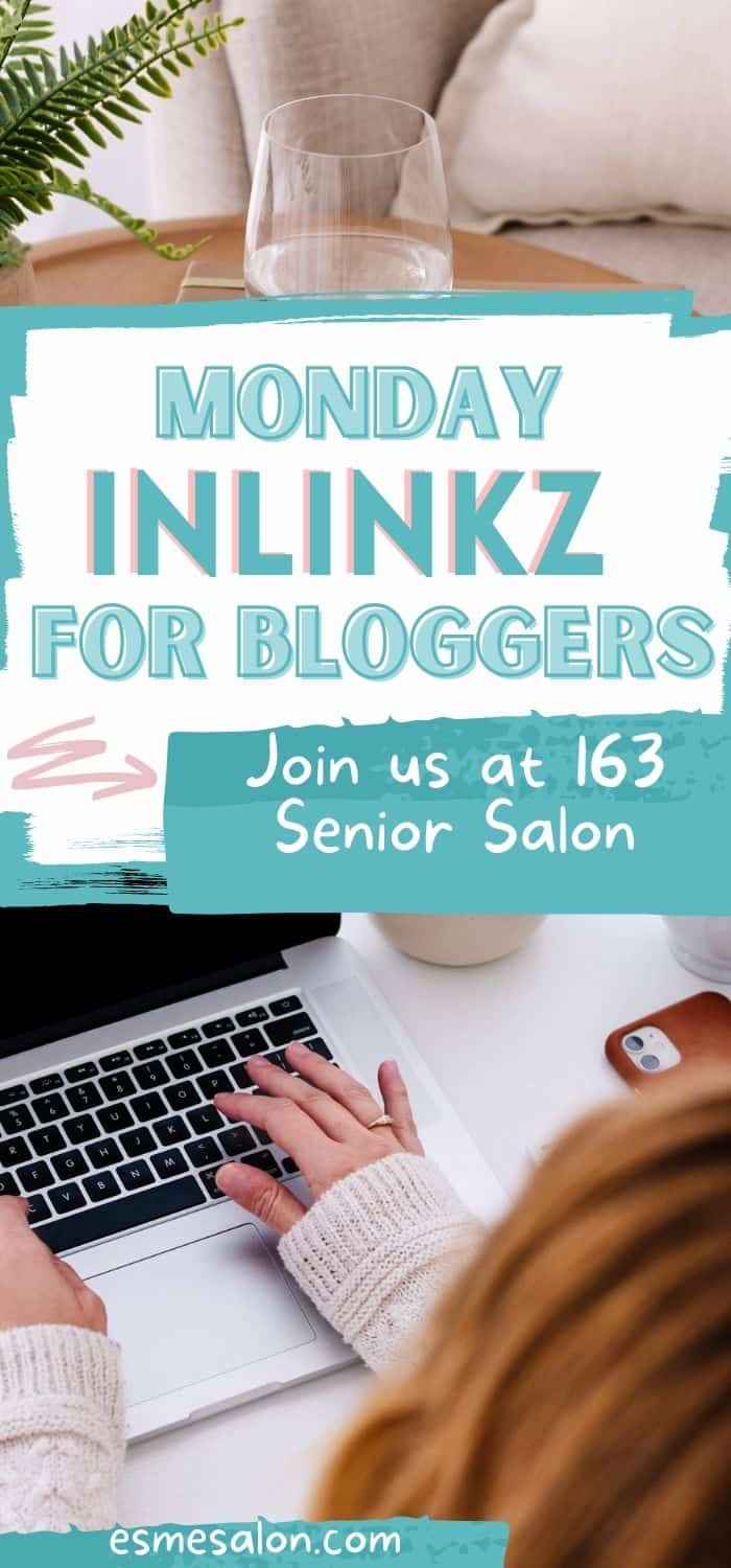 lady typing on laptop Monday InLinkz Join us at 163 Senior Salon