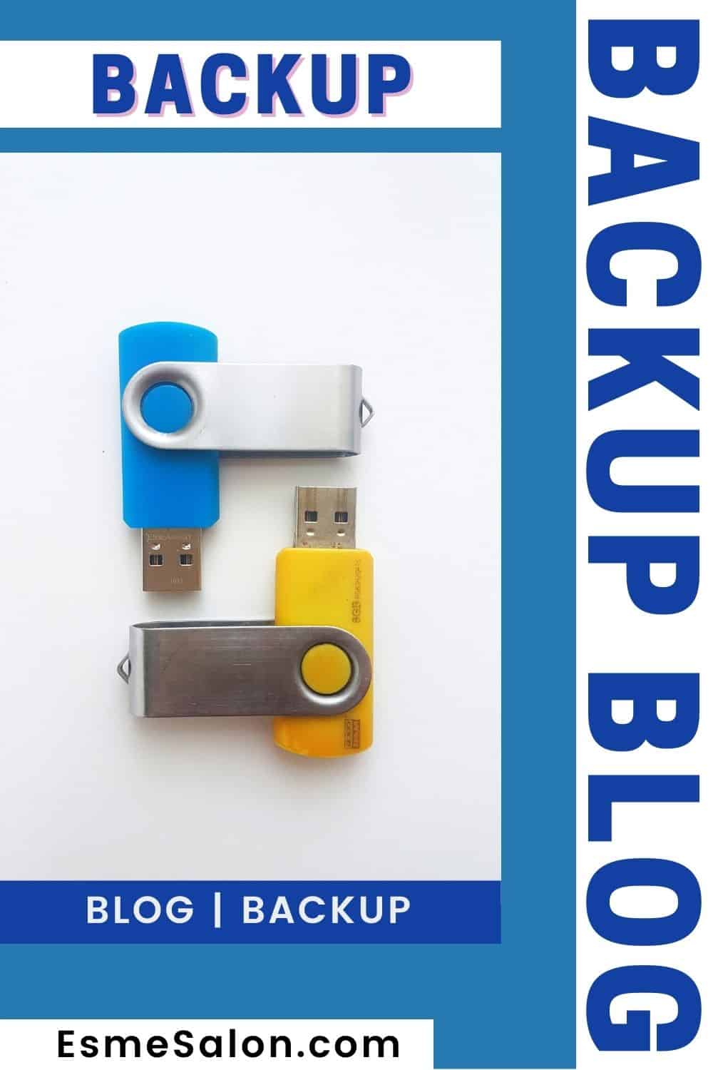 a blue and yellow USB drive