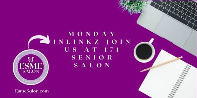 laptop, notebook, pencil and cup of coffee ready to be active at Monday InLinkz Join us at 171 Senior Salon