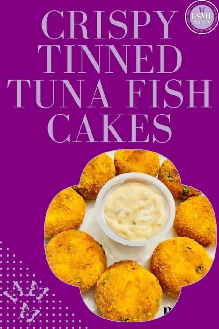 Plate of Crispy Tinned Tuna Fish Cakes with a dipping sauce