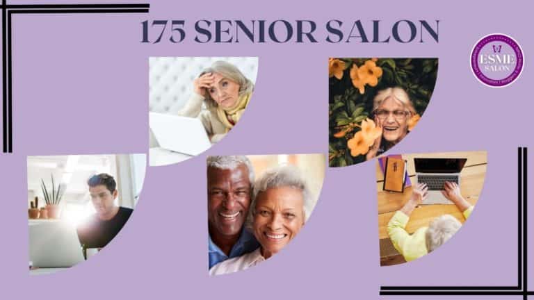 5 sets of seniors at work on computers or a laptops