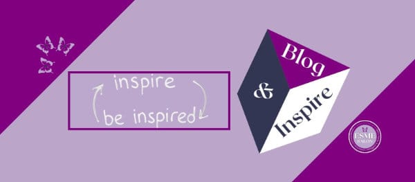 Facebook Group Blog and Inspire Logo, A cube with purple top - word Blog in white , left hand side of cube being Grey and & written in the center, with a white side and the word Inspire written there