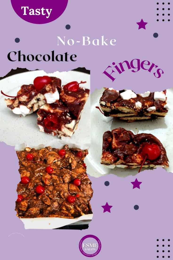 Chocolate Finger Cookies with marshmallows and maraschino cherries