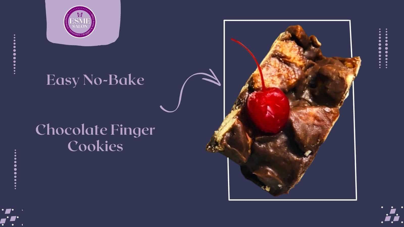 A single slice of Chocolate condensed milk cookie fingers with red maraschino cherries