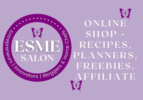 Logo for EsmeSalom Online Shop - Recipes, Planners, Freebies, Affiliate
