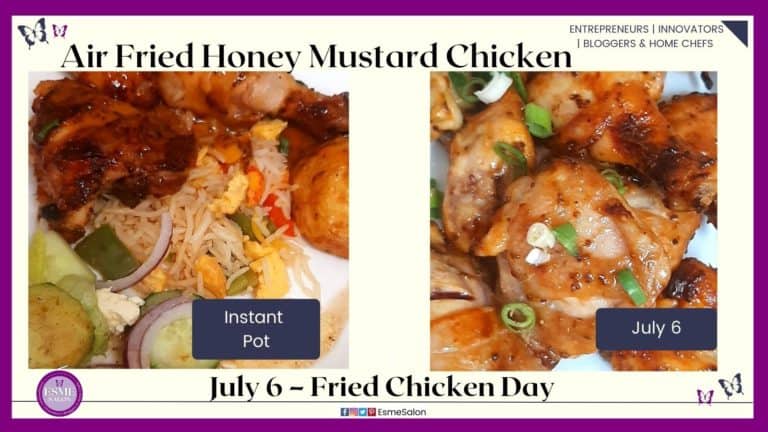 an image of a plate filled with Air Fried Honey Mustard Chicken and some spring onions