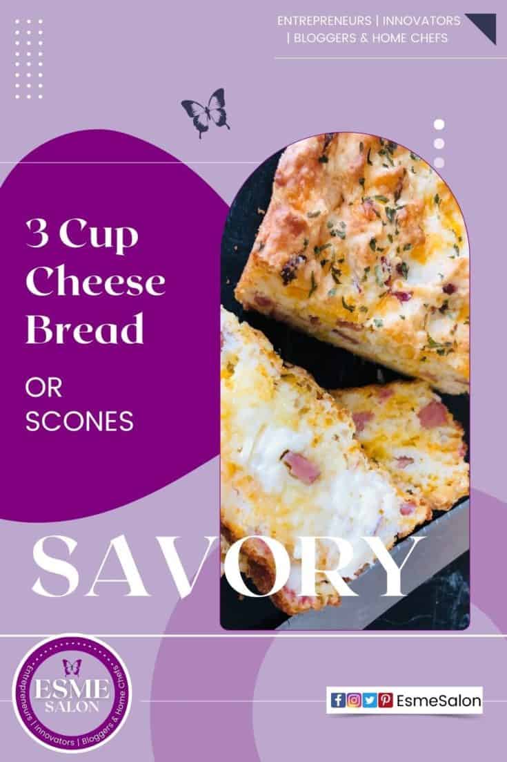 Two slices of bread buttered next to the rest of the bread made from 3 cups of different cheese, cold meat cuts and sprinkled with parsley