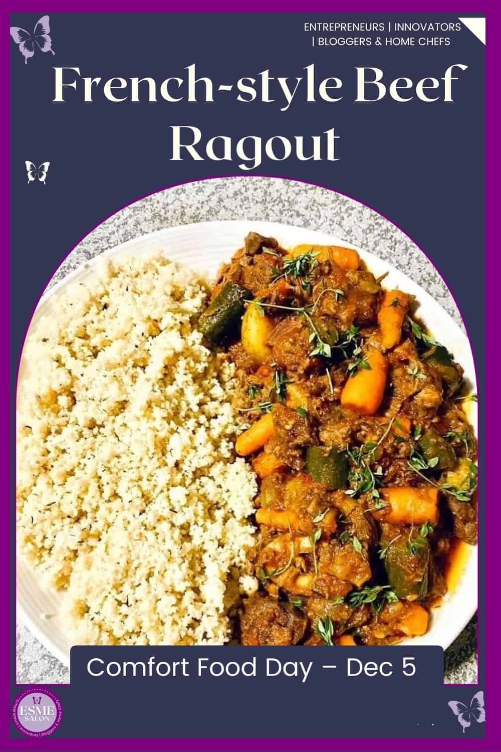 an image ofFrench-style Beef Ragout served with herbed Couscous