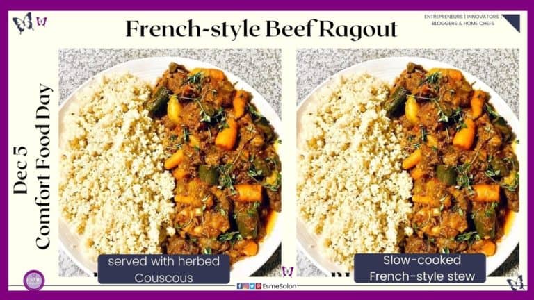 an image ofFrench-style Beef Ragout served with herbed Couscous