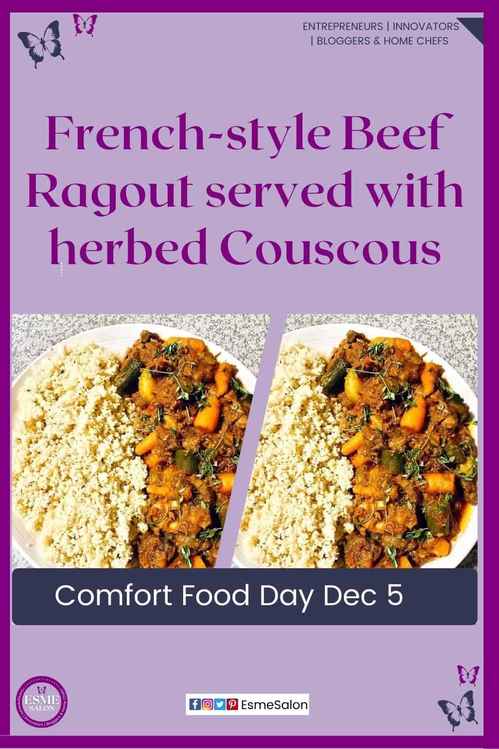 an image ofFrench-style Beef Ragout served with herbed Couscous