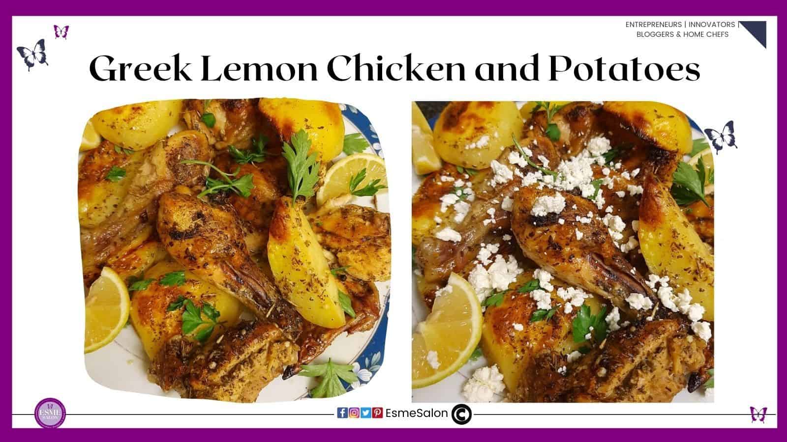 an image of Greek Lemon Chicken and Potatoes with fetta