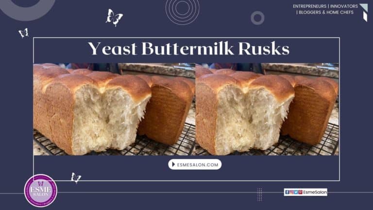 Two loaves of buttermilk rusks on a cooling rack