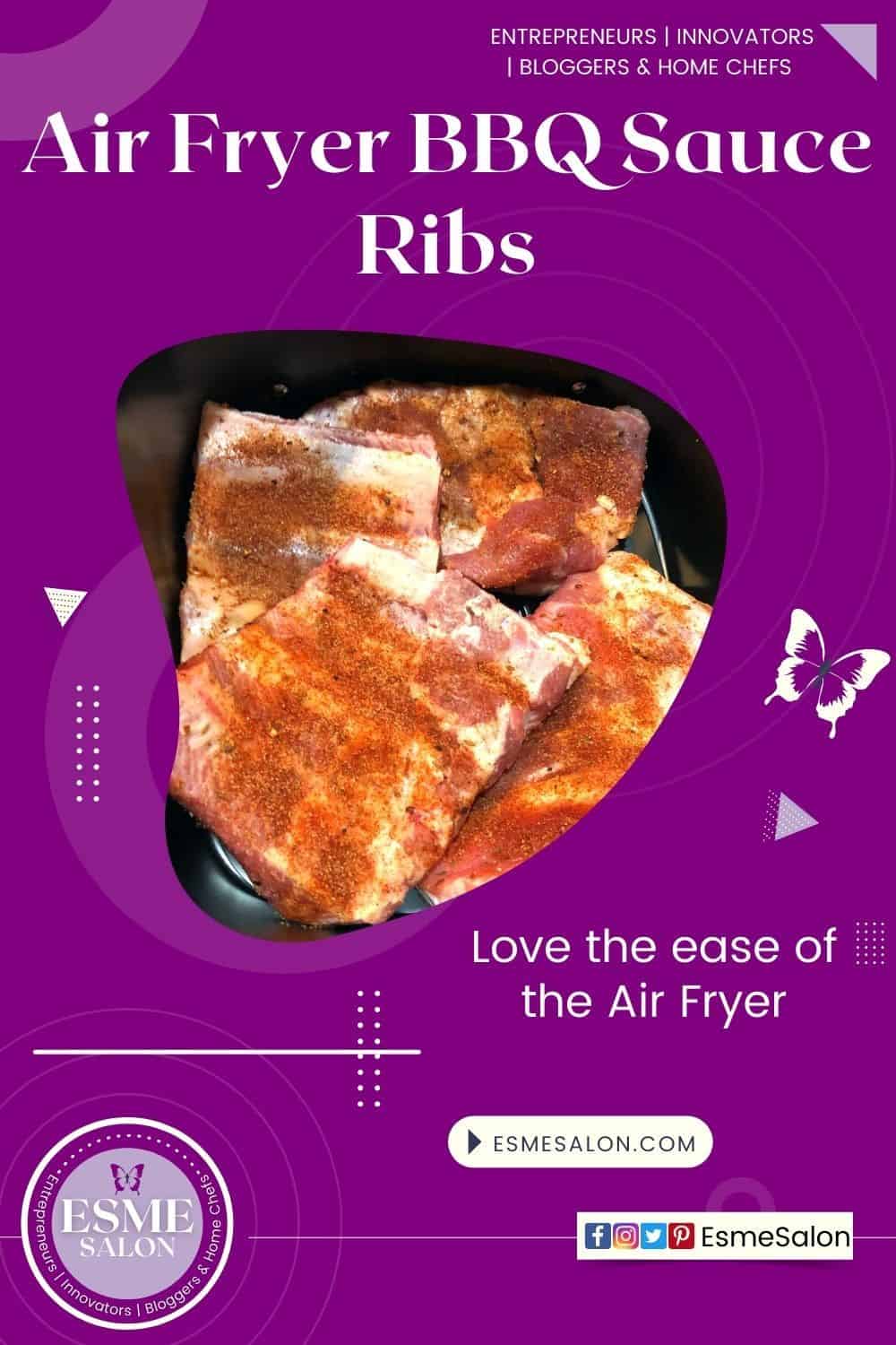 4 pieces of Ribs with dry rub and homemade BBQ sauce prepared in the Air Fryer