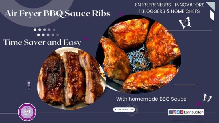 4 pieces of Ribs with dry rub and homemade BBQ sauce prepared in the Air Fryer