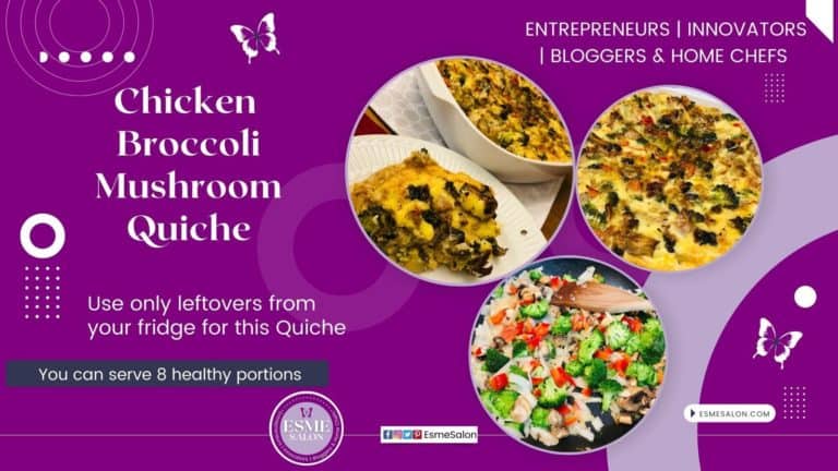 Chicken Broccoli Mushroom Quiche in ready made dough with egg base