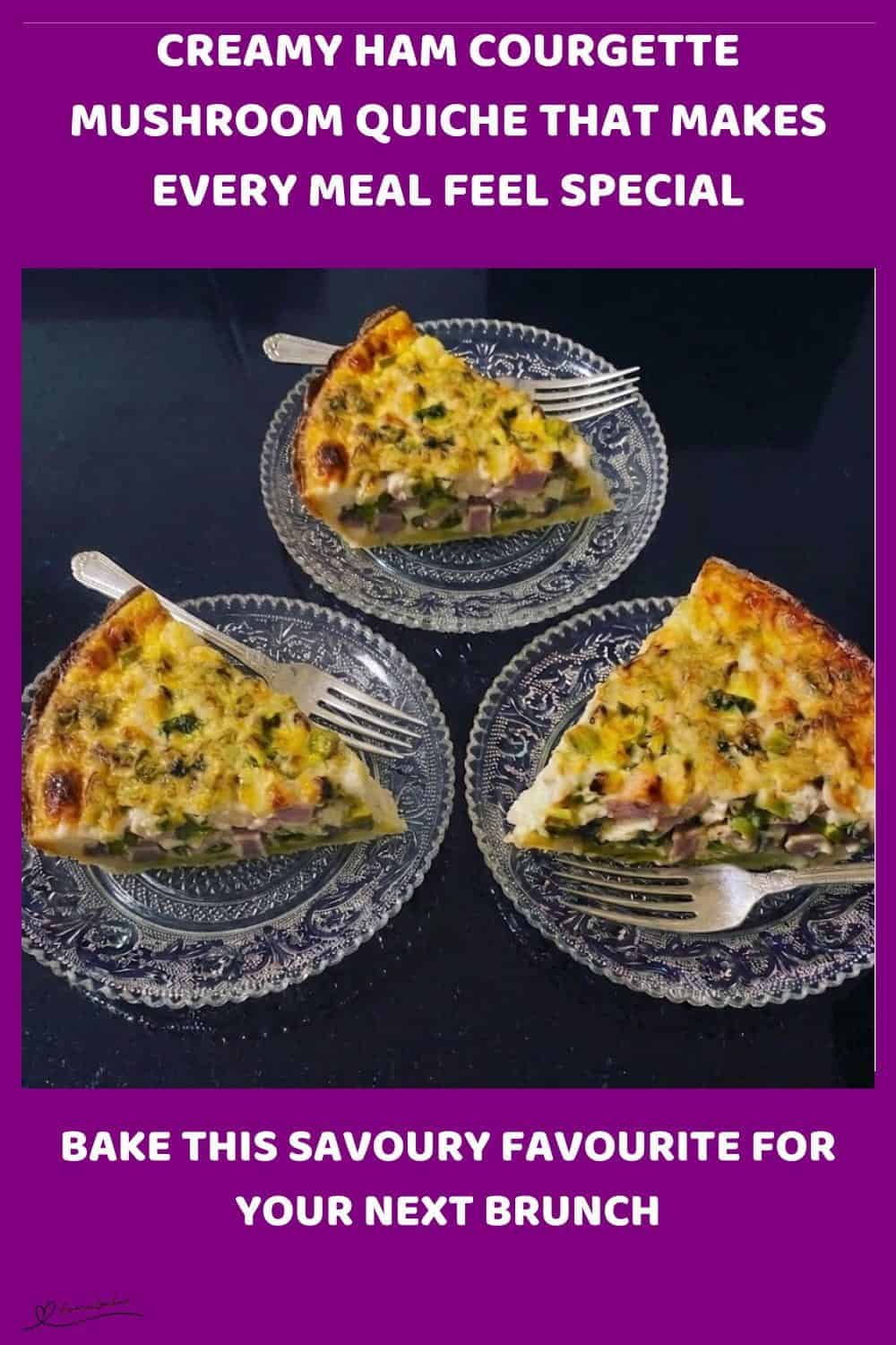 Creamy Ham Courgette Mushroom Quiche