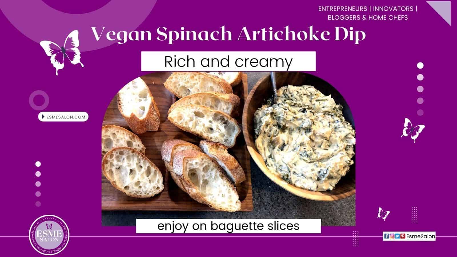 Vegan Spinach Artichoke Dip made from raw cashews, coconut milk, artichoke and frozen spinach