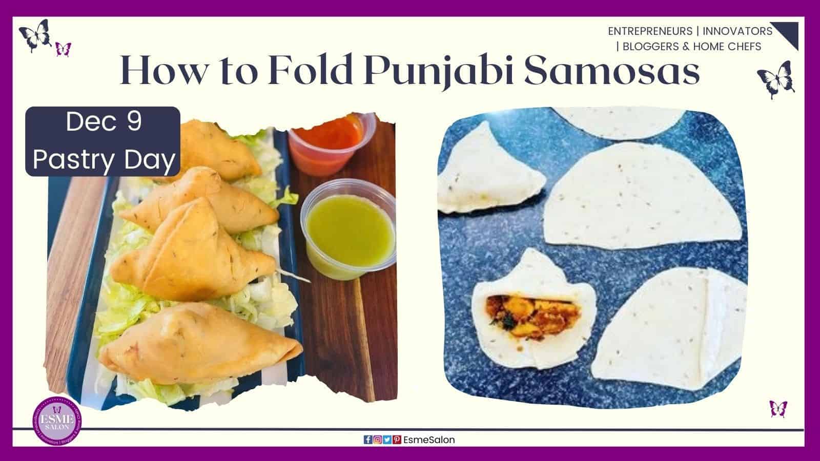 an image showing you How to fold Punjabi Samosas