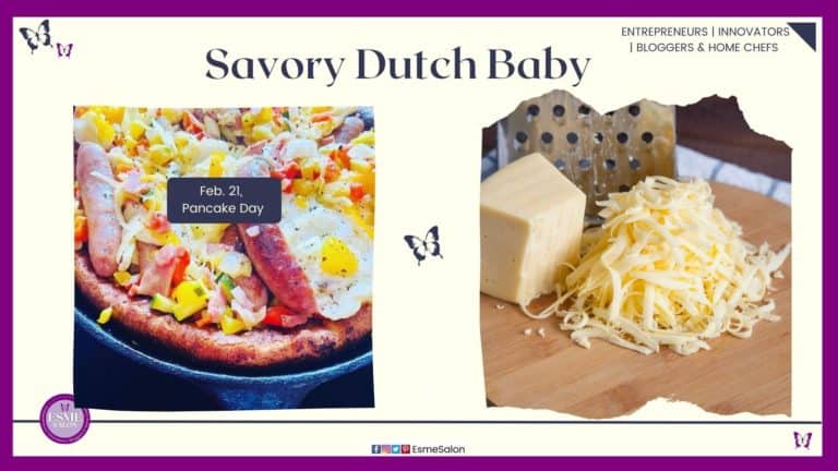 an image of a Savory Dutch Baby topped with egg, sausage and cheese