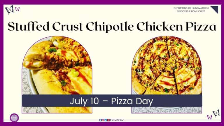 an image of a Stuffed Crust Chipotle Chicken Pizza oozing with Chipotle Sauce and cheese