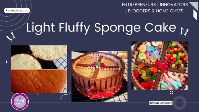 an image of Light and Fluffy Sponge Cake with Kitkat around the edge and lots of other candies as decoration