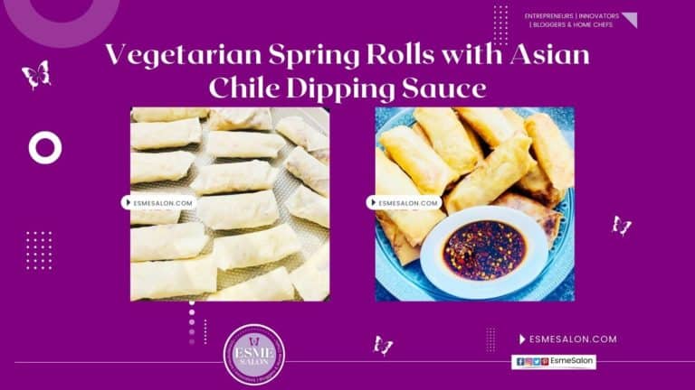 An image of a plate of Vegetarian Spring Rolls with Asian Chile Dipping Sauce