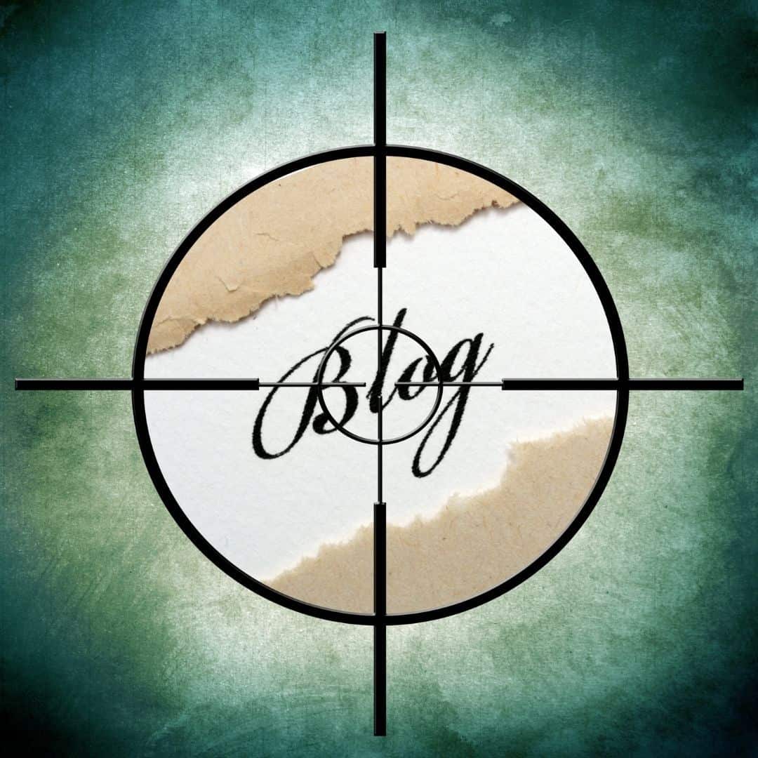 An image on green background and ripped paper with a black circle and the word BLOG in the center