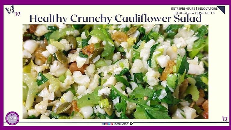 an image of a Crunchy Cauliflower Salad cut up into small bite size pieces