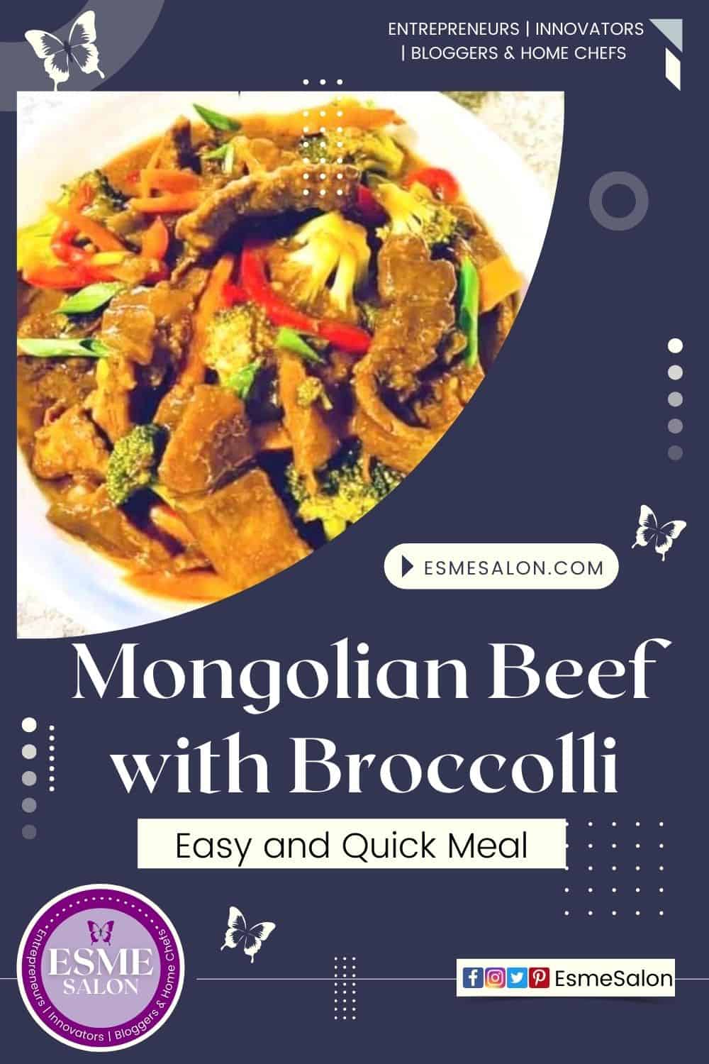 an image of a white plate filled with Mongolian Beef with Broccoli