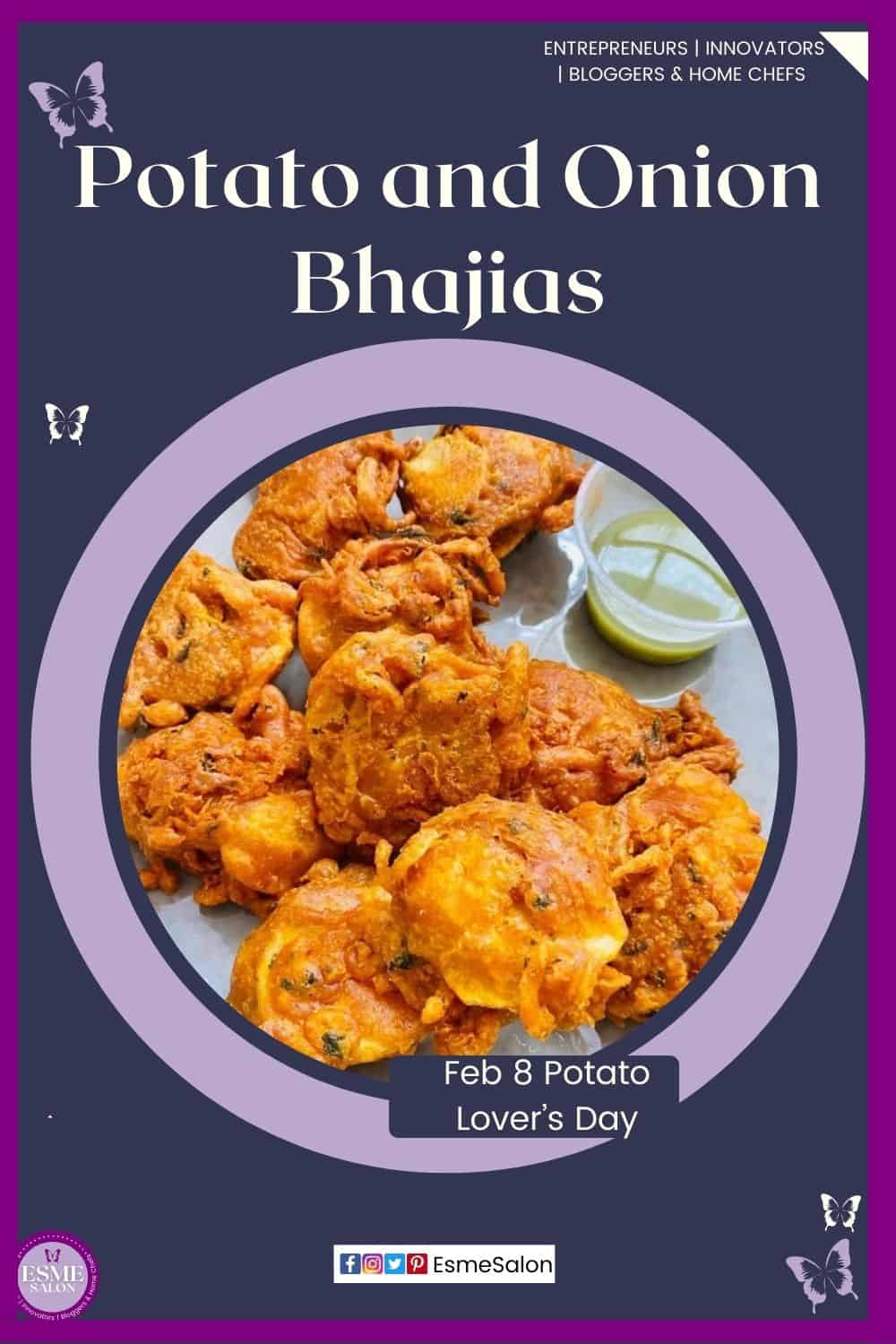 an image of Potato and Onion Bhajias on a white plate