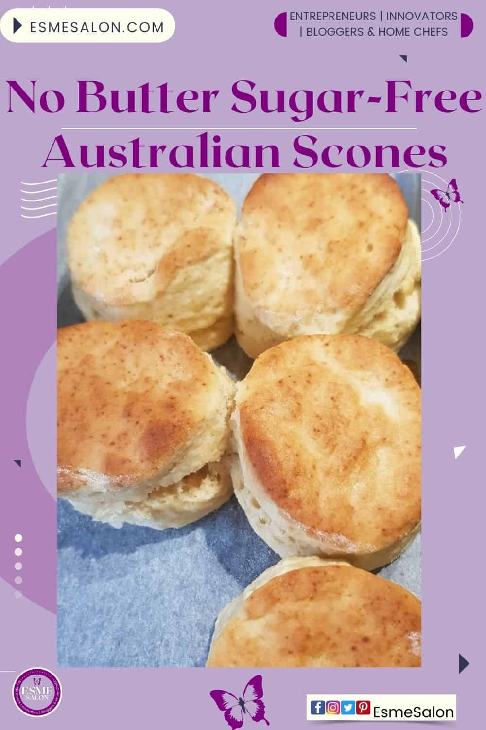 an image of a serving tray with 5 No Butter Sugar-Free Australian Scones