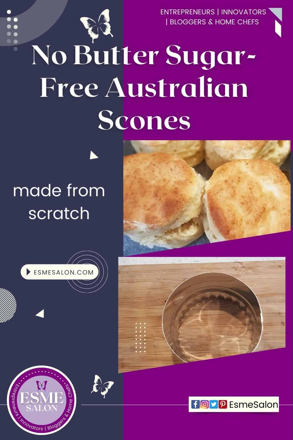 an image of a serving tray with 5 No Butter Sugar-Free Australian Scones