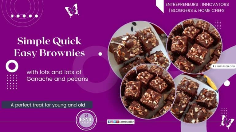 an image of 4 cubes of Simple Brownies with pecans on a white platter