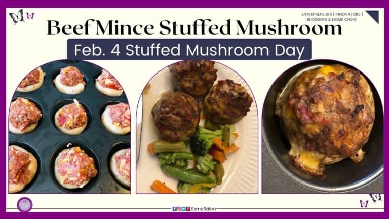 an image of a cupcake tray with mushrooms filled with beef mince filling