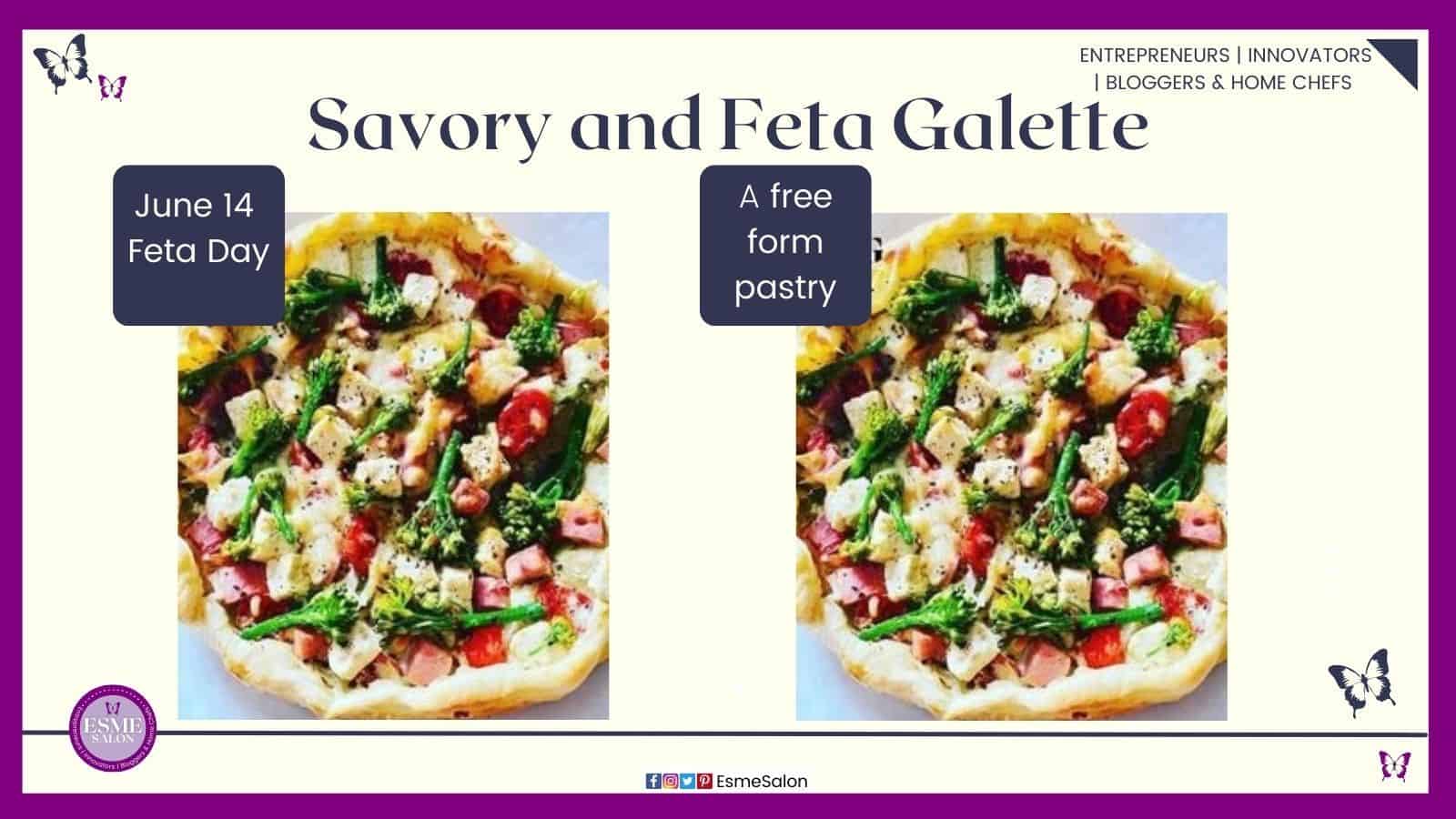 an image of a Savory and Feta Galette a free form pastry with Feta