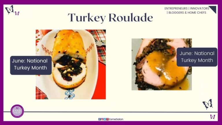 an image of a Turkey Roulade sliced and with some pine nuts