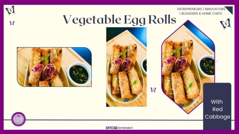 an image of Vegetable Egg Roll with red cabbage in a white dish