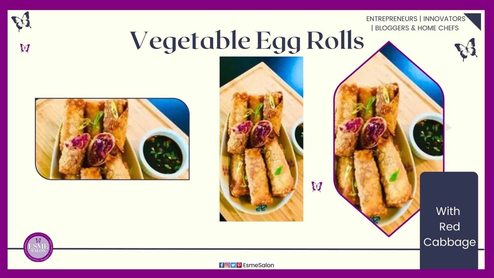 an image of Vegetable Egg Roll with red cabbage in a white dish