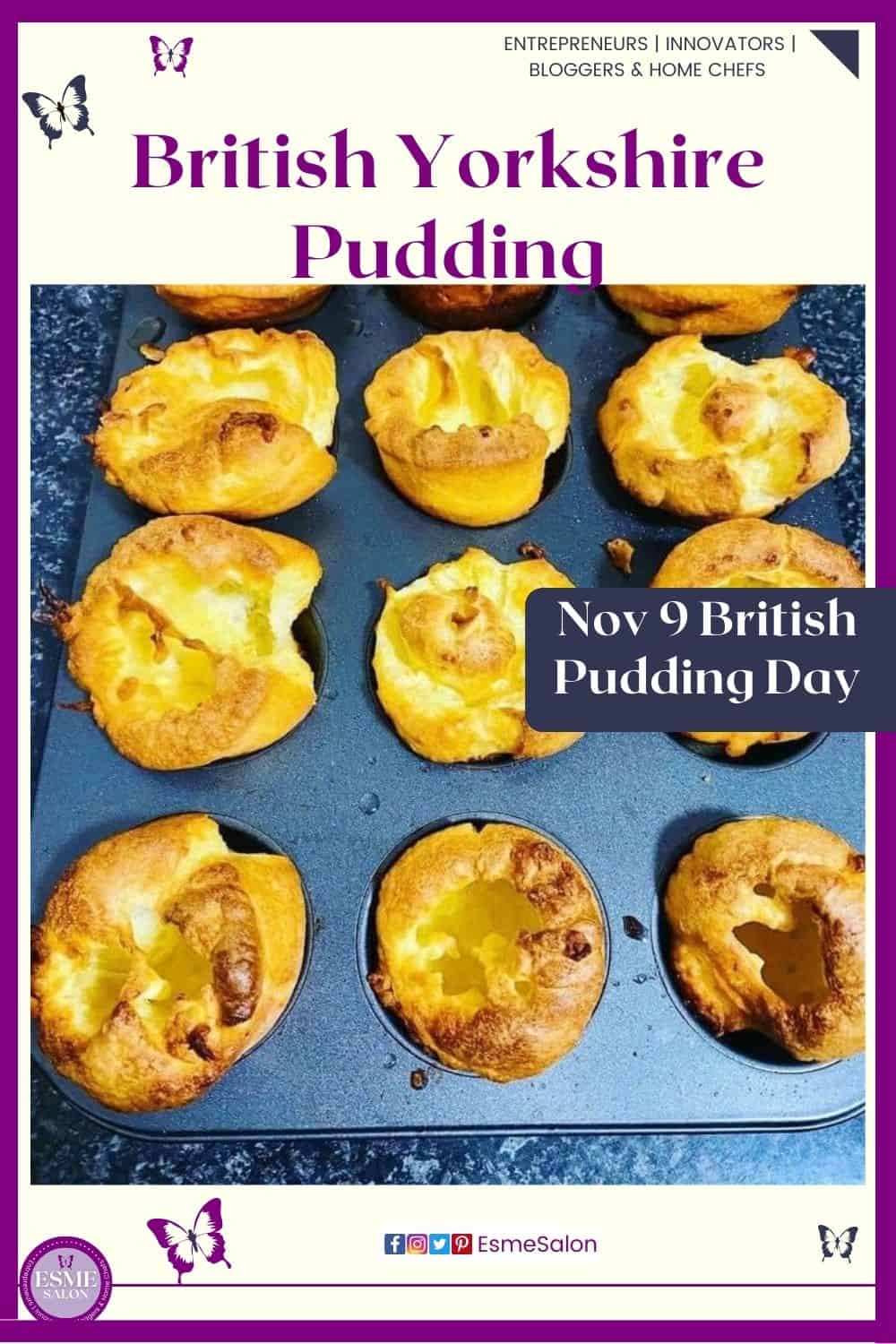 an image of a batch of British Yorkshire Puddings in a baking pan